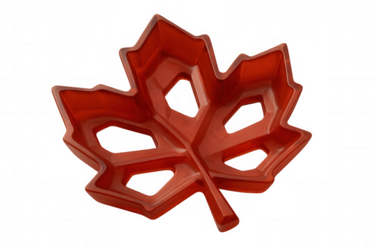 Red maple leaf shape on a transparent background, symbolizing canada, its nature, and national identity