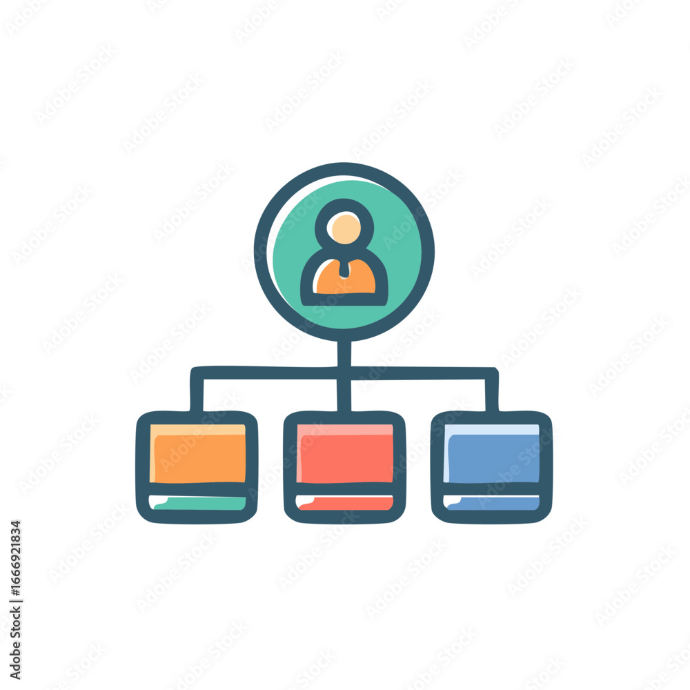 Aufkleber hand drawn flowchart illustration displaying business structure and organization
