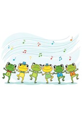 Obraz premium Frogs dancing to music