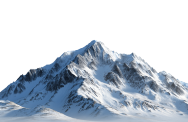 Majestic snowcapped mountain peak isolated on transparent background, a breathtaking landscape of natures grandeur and beauty