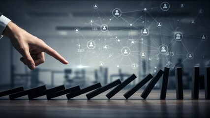 Business concept of chain reaction, teamwork, and cause and effect in a modern office - Powered by Adobe