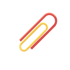 Obraz premium Vibrant Red and Yellow Paper Clip Illustration Office Supply Flat Design Icon