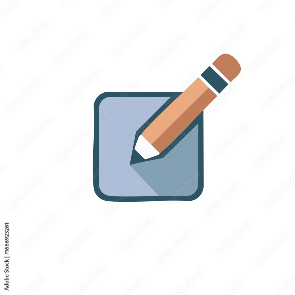 Poster stylized pencil marking checkbox icon symbol for tasks and agreements in flat design