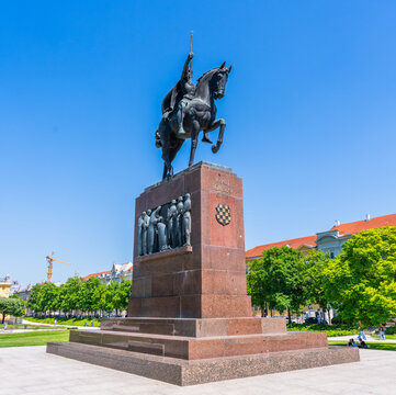 Zagreb, Croatia, 2 may 2025 - Monument To King Tomislav (Spomenik kralju Tomislavu)
