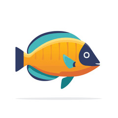 Tropical fish with orange and turquoise colors swimming in water