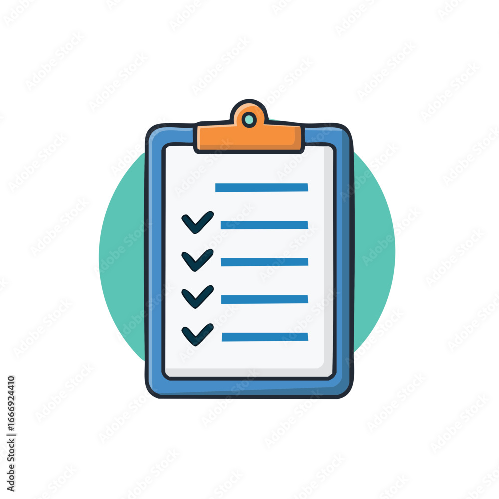 Aufkleber checklist clipboard with completed tasks and list items