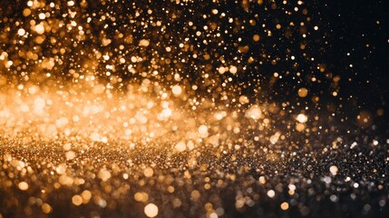 Golden Glitter Sparkling Against a Dark Background