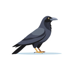 Obraz premium Stylized illustration of a standing black crow or raven in profile