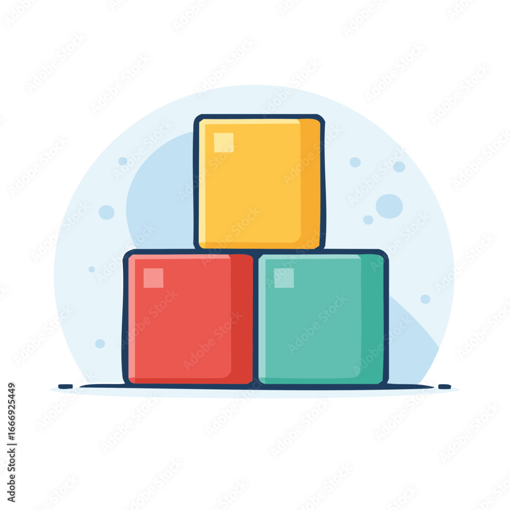 Poster colorful stacked building blocks illustration. design of blocks with different colors.