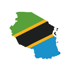 Obraz premium Tanzania Country Map Outline with National Flag Colors Symbolizing African Identity and Patriotism