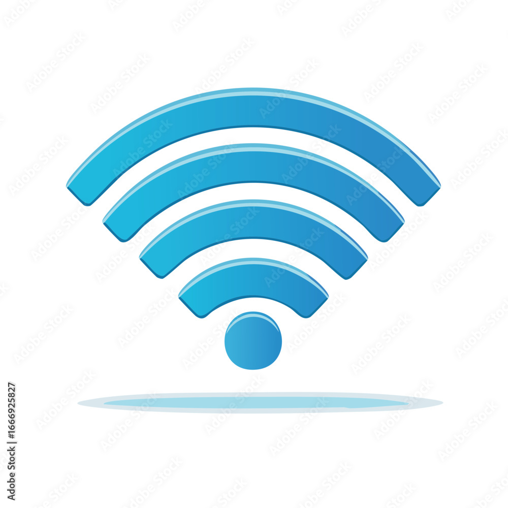 Aufkleber blue wireless internet network signal wave symbol for communication and device connection