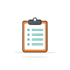 Cartoon clipboard with a checklist document for organization and task management