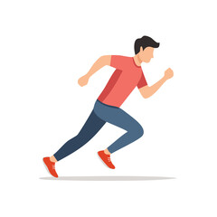Obraz premium Runner in motion vector illustration of a man jogging and exercising isolated.