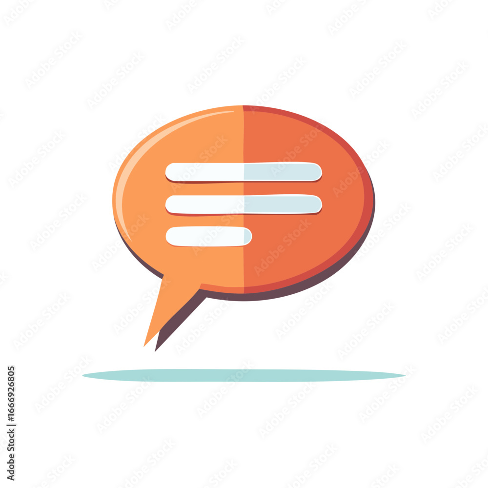 Poster orange speech bubble with text icon for communication and messaging concepts