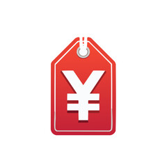 Obraz premium Red price tag with Yen currency symbol isolated on white