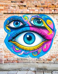 Generated image Surreal Eyes Mural on Brick Wall