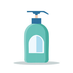 Obraz premium Cartoon pump bottle graphic in green and blue for bath products or hand cleaning