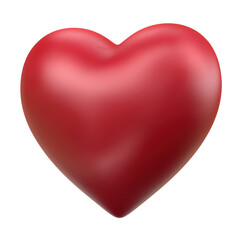 Vibrant red heart shape symbolizing love, affection, and emotion with a smooth texture on a transparent background
