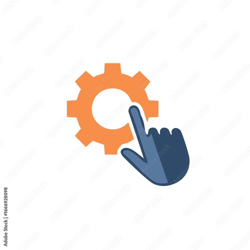 Poster clicking the settings gear. user interface icon for customization and preferences.