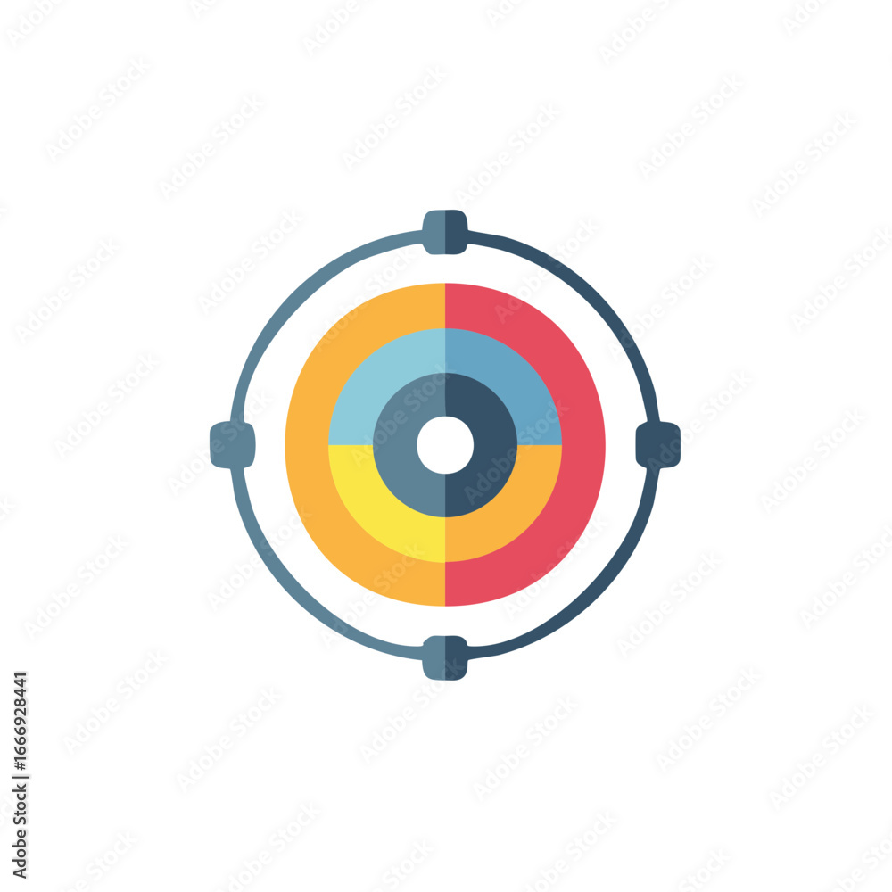 Poster abstract concentric circles graphic with radial segmentation and outer frame detail
