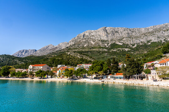 Drvenik, Croatia, 29 March 2025 - The town of Drvenik seen from a ferry