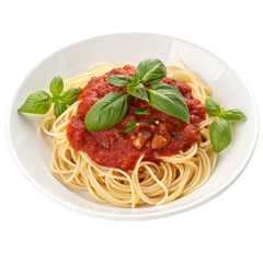 Spaghetti with Marinara Sauce and Basil, Isolated on Transparent Background, Food Photography, Italian Cuisine, Pasta, Food, Recipe