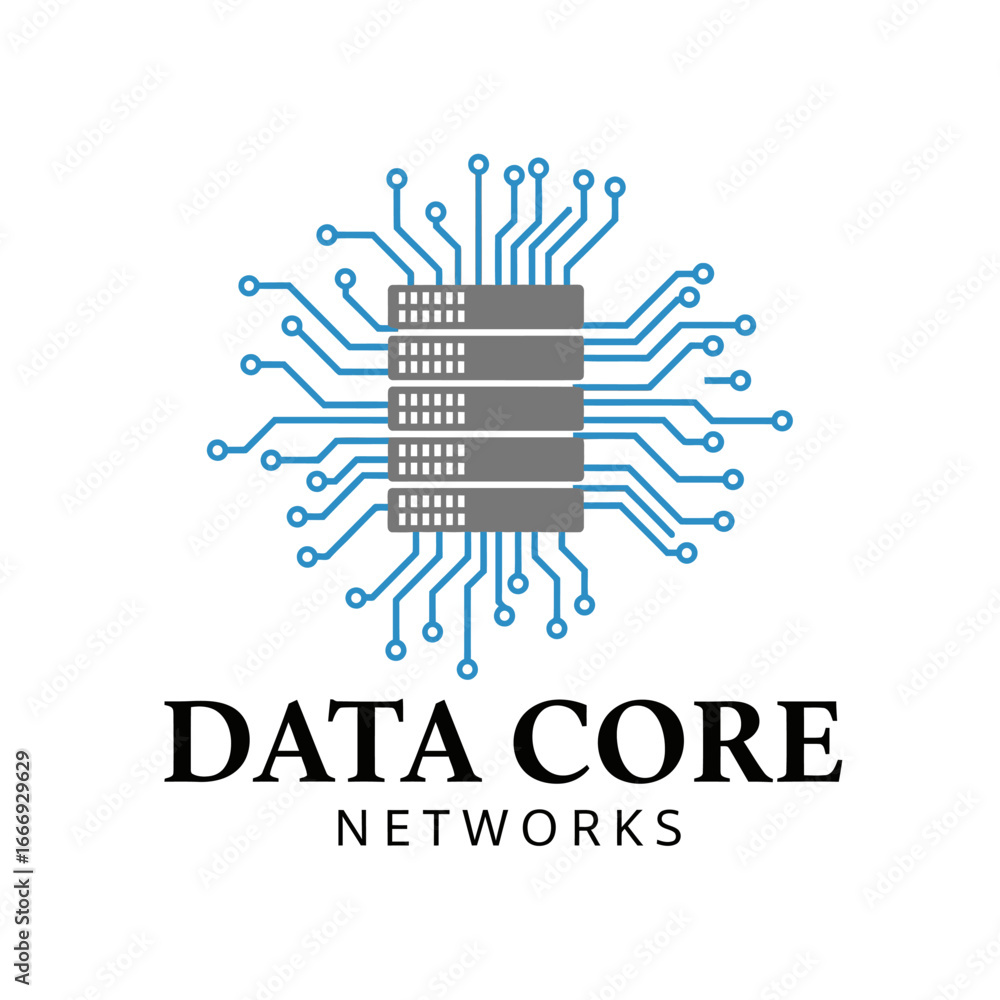 Poster data core networks logo. clean design showcasing data and network connectivity.