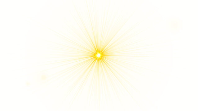 PNG transparent sunlight special lens flare light effect. Shiny overlay of magic starburst, gold light, Dynamic golden starburst or lens flare effect with radiating beams, shine, explosion,