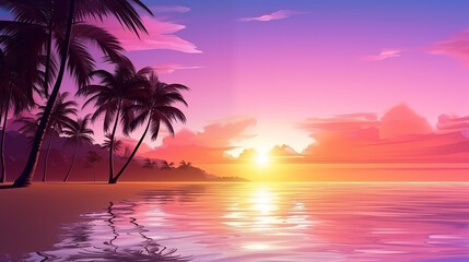 Scenic tropical sunset beach
