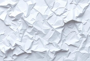 Intricate folds and creases in crumpled white paper create a unique textured surface, paper texture, shadow
