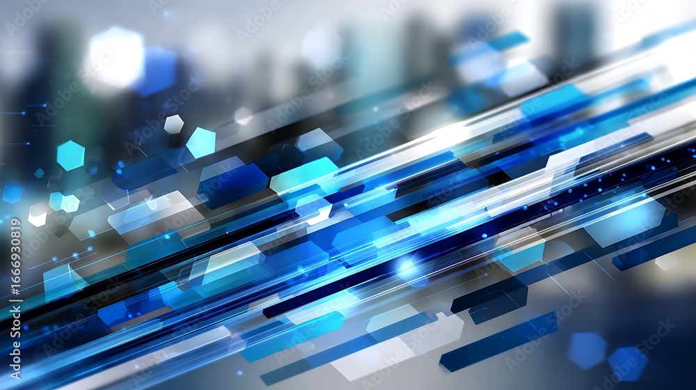 Aufkleber digital data flow: dynamic streaks of light and geometric shapes interweave, symbolizing the complex