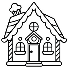 Gingerbread House line art vector