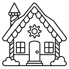 Gingerbread House line art vector