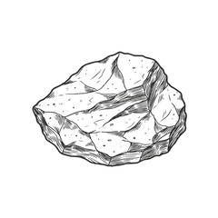 Andesite rock line art, featuring a slightly jagged outline and subtle internal grain texture, presented as a minimalist vector illustration.