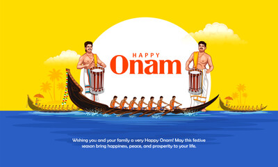 snakeboat race in Onam celebration background for Happy Onam festival of South India Kerala