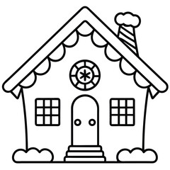 Gingerbread House line art vector