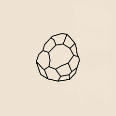 Modern minimal vector line icon illustrating a raw gemstone rock, meticulously crafted with a unique faceted irregular outline, perfect for abstract natural elegance.