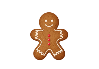 A delectable gingerbread man cookie, adorned with white icing and red sprinkles, stands out against a stark black backdrop.