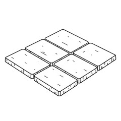 Outlined cobblestone paving, featuring three distinct stones meticulously arranged in a classic pattern, rendered as a crisp, clean line vector illustration.