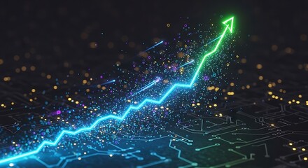 Fototapeta premium Rising Economy, Conceptual Visualization of a Glowing Upward Trend Arrow