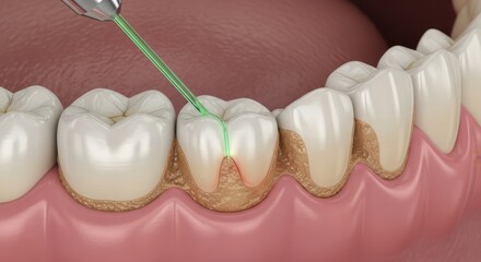Dental laser treatment for gum disease on a close up image