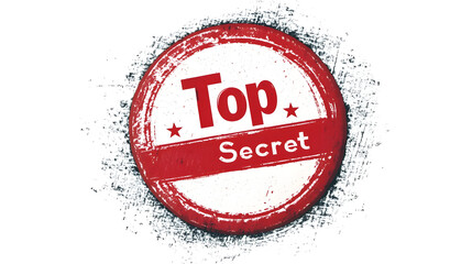 Red top secret rubber stamp with classic confidential design