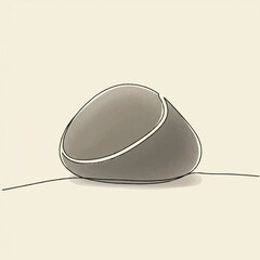 Smooth rounded pebble line icon, featuring a simple organic outline with soft, elegant curves, rendered as a minimalist vector illustration.