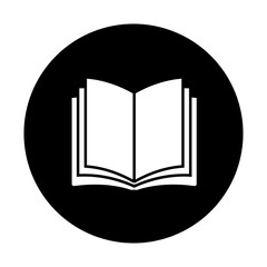 black and white illustration of book icon 
