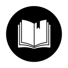 black and white illustration of book icon 