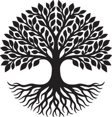 Circle of Life Tree with Roots and Branches