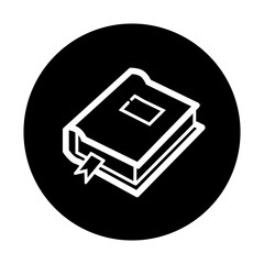 black and white illustration of book icon 