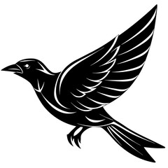 Silhouette of a black bird flying