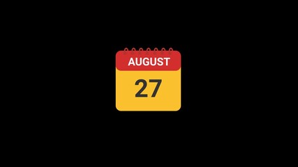 27 August Calendar date Animation