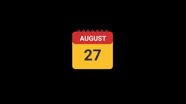 27 August Calendar date Animation